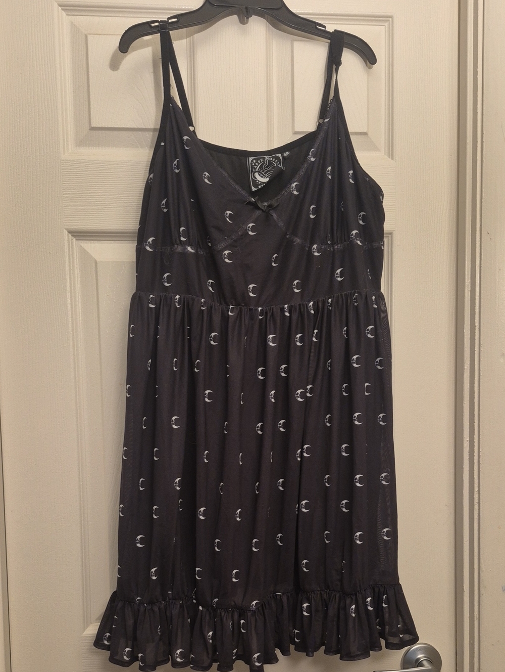 Killstar Black Slip Dress with White Crescent Moon Print